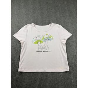 American Eagle Outfitters Women's XL Kindness Mushroom Graphic Baby Tee T-Shirt